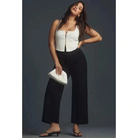 New Anthropologie Colette Ponte Cropped Wide Leg Pants in Black 32 - Picture 12 of 12